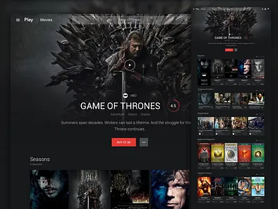 Google - Play Movies game of thrones google google play material movie movies profile redesign