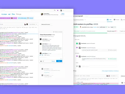 Code Review avatar code comment feed github