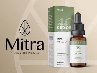 MitraCBD branding cbd drop logo mitra package package design