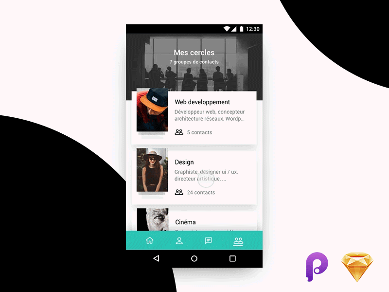 Weaver Prototype android app cards freebie material principle prototype
