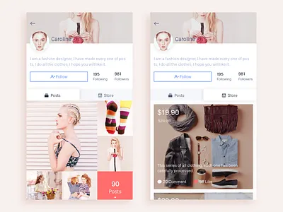 Posts/Store app ios posts sketch store ui