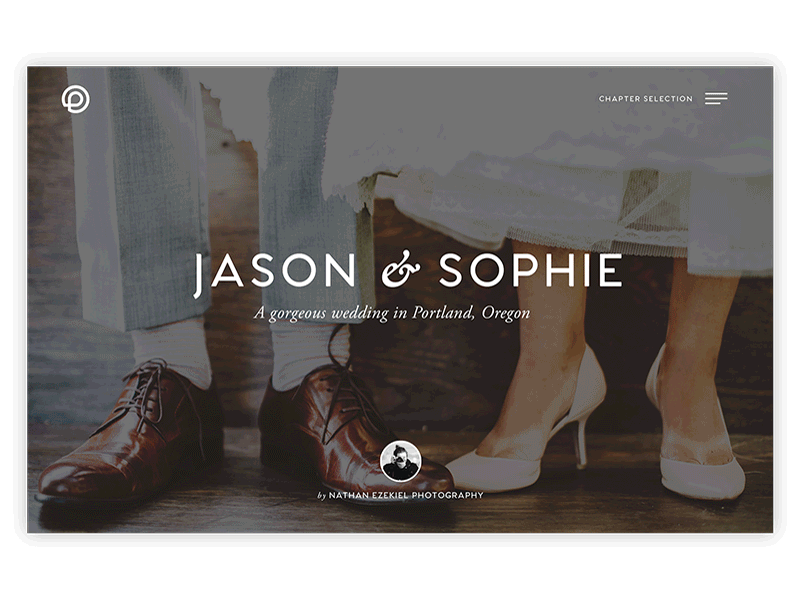 Photo story chapter selection concept animated animation chapter clean hover interactive menu photo story photos photostory section wedding