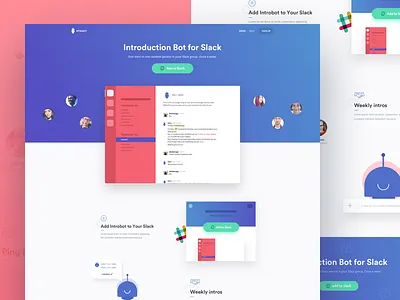IntraBot bot chat communication design end front pink purple robot slack