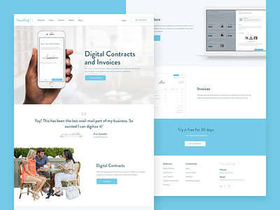 Contracts & Invoices Landing Page contract design invoice landing marketing page photography shootproof site ui ux web