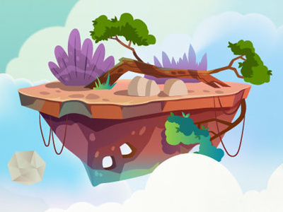 Jungle islands 2d background design green islands rock tree