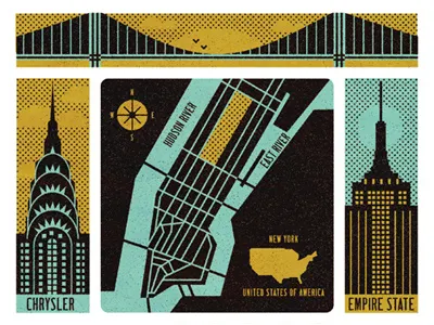 Visit Manhattan bridge chrysler compass empire state manhattan map river roads texture