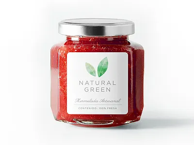 Natural Green packaging bottle branding identity illustration jam label logo packaging pastel