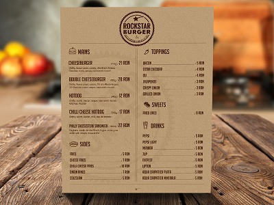 Rockstar Burger burger burger menu menu menu design