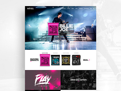 Ernieball.com ernieball guitar modern music musician product shadow shop strings ui ux web
