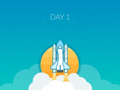 Blastoff! 3 2 1 illustration rocket space