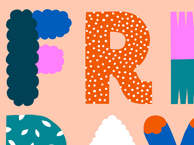 Friday brights colourful flat colour friday fun girly illustration naive scandinavian typography weekdays