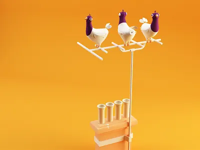 Butt hole pigeons 3d c4d pigeon shit