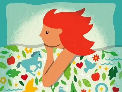 Dreams birds botanical dreams editorial horse illustration pattern sleep
