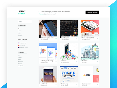 Side project clean collection designers landing page minimal tiles visual web web product whitespace