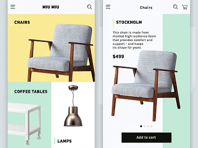 eCommerce UI for furniture store app clean design ecommerce ikea ios iphone minimal mobile simple ukraine white