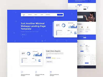 Web App Landing Page Design blue colorful cta landing page template ui visual design webapp