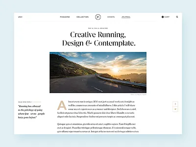 Running Journal article blog clean layout magazine minimal running sketch typography ui