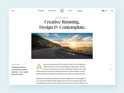 Running Journal article blog clean layout magazine minimal running sketch typography ui