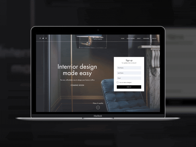 Landing page preview design elegant furniture futura inspiration interior interiors landing postmodern simple website