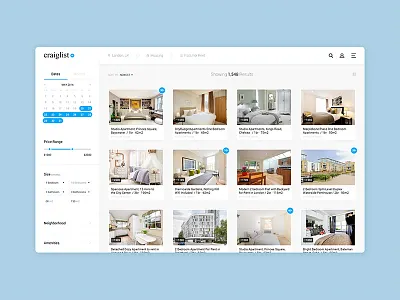 Craiglist Listing Page Re-Design concept kb listing real estate redesign rent results rethinking search simplicity tiles
