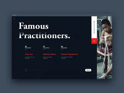 Famous Practitioners art direction athlete clean grid gym muay thai sports sports website web design website