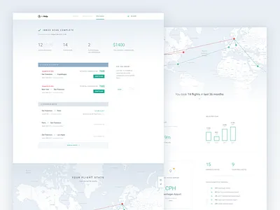 Inbox Scanner clean compensation dashboard delay disruption flights map minimal product stats ui ux