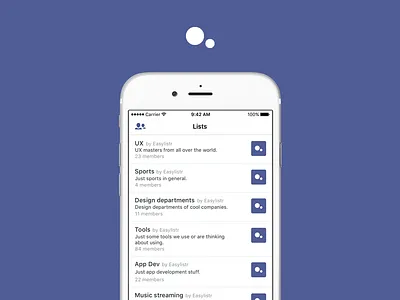 Easylistr app - Twitter lists app easylistr icon ios list lists purple twitter
