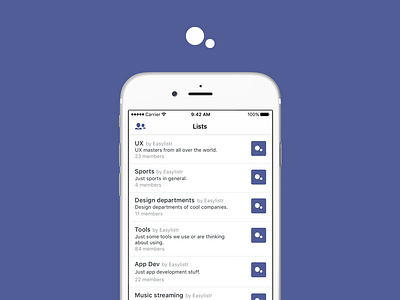 Easylistr app - Twitter lists app easylistr icon ios list lists purple twitter