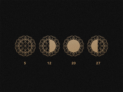 Lunar Phases June 2016 alphabet architecture art deco brand branding geometric gold logo logotype muralnoir pattern typography