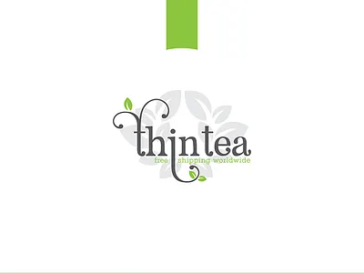 Thin Tea brand identity green grey labels leaves logo packaging design tea