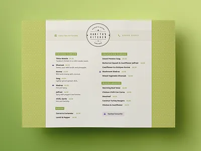 Vanitas Kitchen - Menu branding cooking cuisine curry food india kitchen lotus menu soup typography chicken vanita