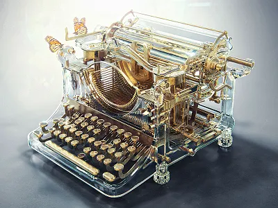 Time Machine 3d alekscg cgi glass gold kuskov machine render time