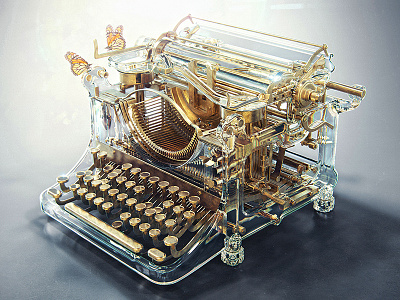 Time Machine 3d alekscg cgi glass gold kuskov machine render time