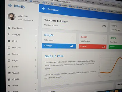 Infinity - Responsive Web App Kit admin app application bootstrap charts crm dashboard kit panel ui visualization web app