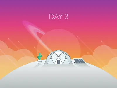 Day 3 Dribbble cactus geodesic illustration space