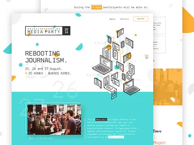 Media Party 2016 argentina event hack illustration landing media party stroke ui web