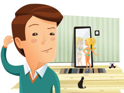 Economist 2d art cat design economy girl graphic illustration mirror people vector web