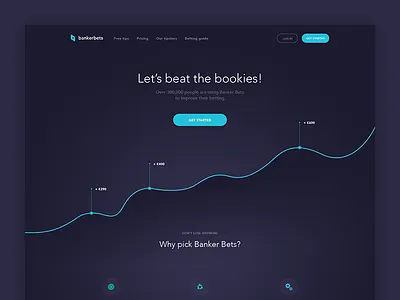 Banker Bets Landing Page bookmaker tips unit graph chart header minimal clean web design online betting website red black white responsive design service landing page sport bets user experience user interface ux ui win betting invoice