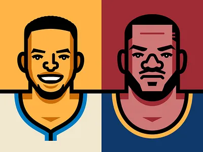 NBA Finals 2016 basketball cleveland cavaliers golden state warriors illustration lebron james nba steph curry vector
