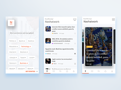 News blog cards clean light list news onboard ui kit