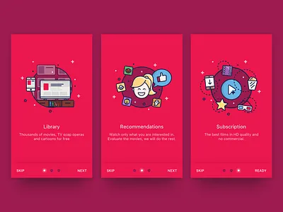 Onboarding video service illustrations mobile movie movies onboarding show tv ui ux