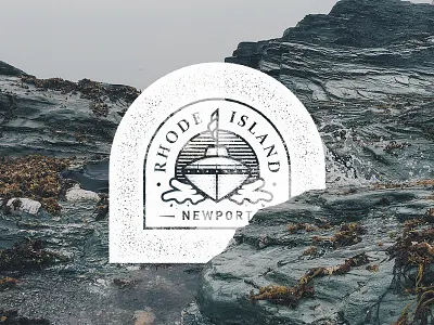 Rhode Island Badge badge boat distressed newport ocean rhode island rocks ship texture travel water