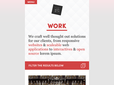 Small viewport - work landing page mobile sorting ui