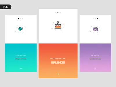 Easy Party - Birthday Party Services Intro (Free PSD) app application birthday easy free intro mobile party psd services