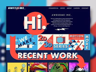 Awesome Inc - Homepage animation awesome inc bright grid hand drawn hero homepage layout typography ui ux website