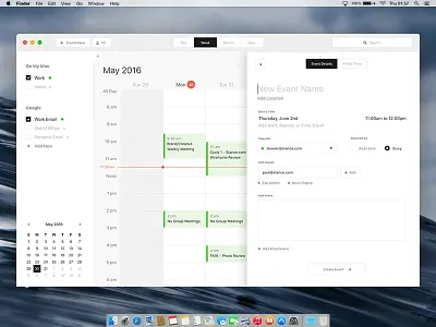 Mac Calendar Desktop App - Design Exercise apple calendar design desktop app mac product design ui