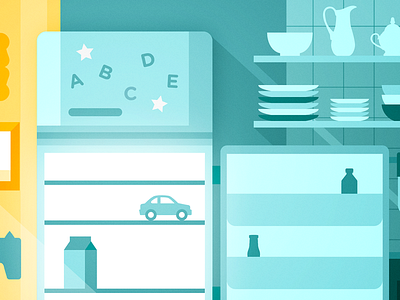 Empty fridge persona - Family deliveroo family fridge illustration kids simple vector