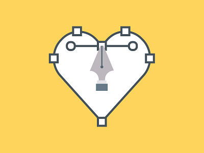Pen Tool Love badge design heart illustration illustrator inspire love pen pen tool rebound tool vector