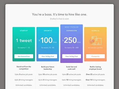 Drafted's pricing segment app design home marketing pricing sale score web website