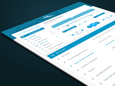 Online Music Player - Responsive Design blue jazz music online play list player visualization